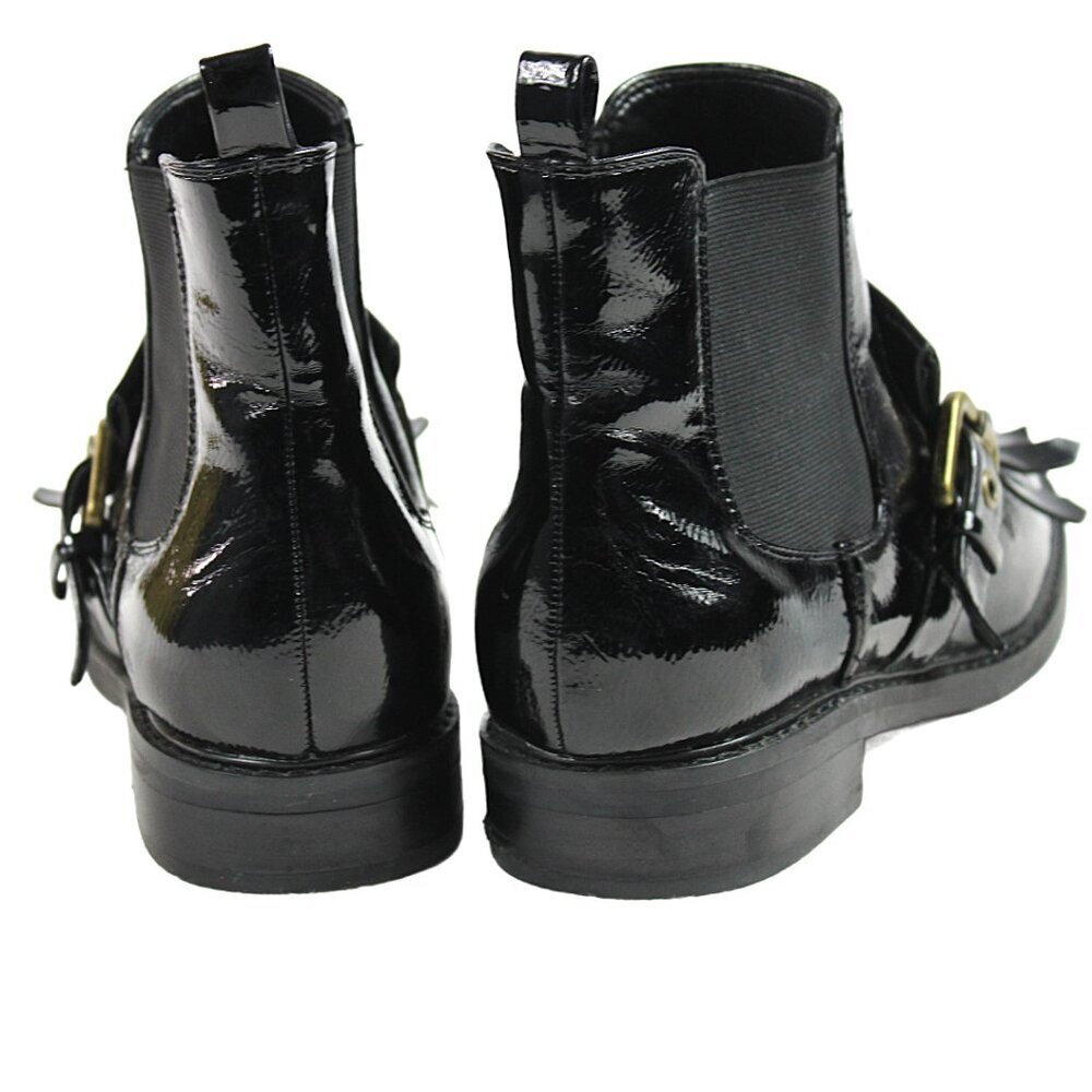 Marc Fisher Brigita Chelsea Kiltie Black Patent Buckle Pull On Boot, Size 7 - Picture 9 of 10